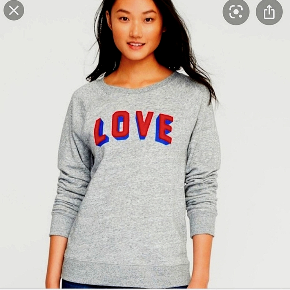 Old Navy LOVE Heather Grey Crewneck Sweatshirt size Medium
